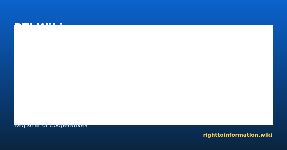 Co-operative Housing Society RTI — Registrar of Cooperatives (2026)