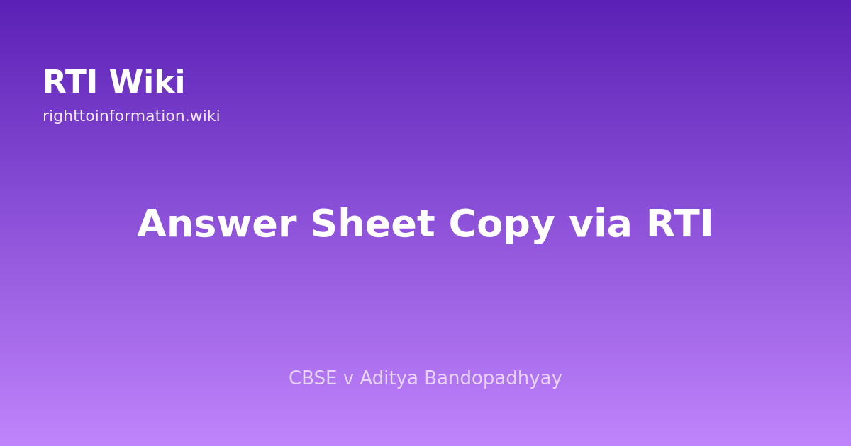 RTI for answer sheet inspection — RTI Wiki