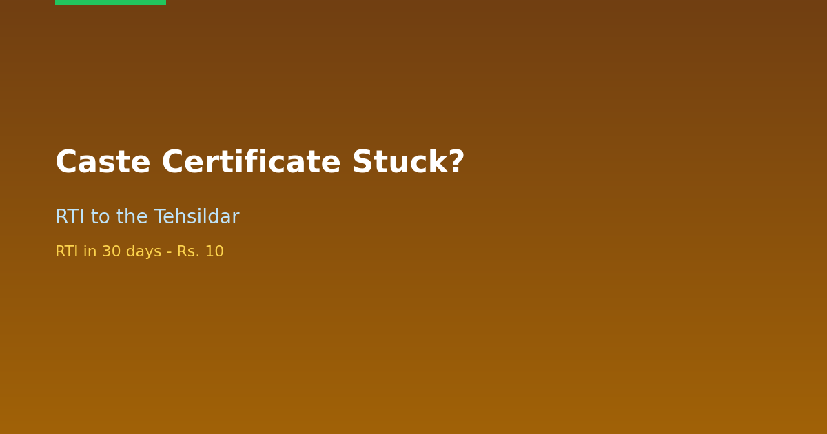 RTI for caste certificate — RTI Wiki