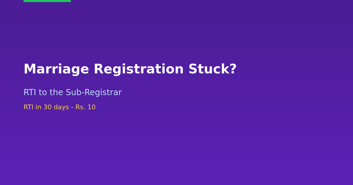 RTI for marriage registration — RTI Wiki