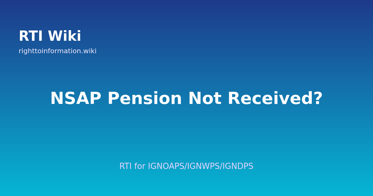RTI for NSAP pension — RTI Wiki